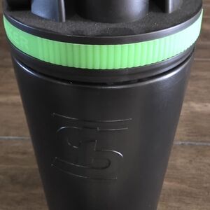 Black Shaker Bottle with Green Accent